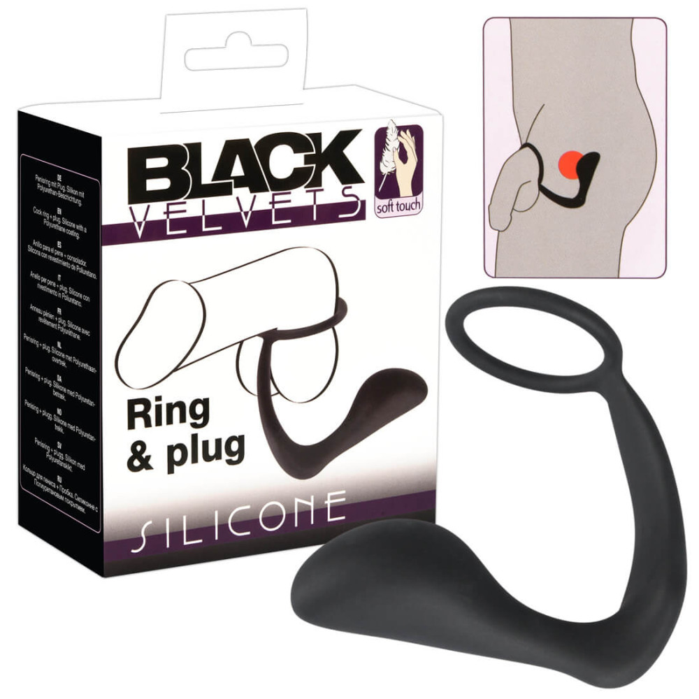 Black Velvet analni prst s prstenom za penis