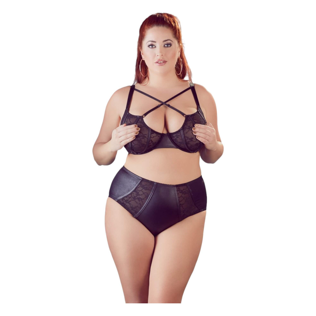 Cottelli Plus Size - križni grudnjak i gaćice
