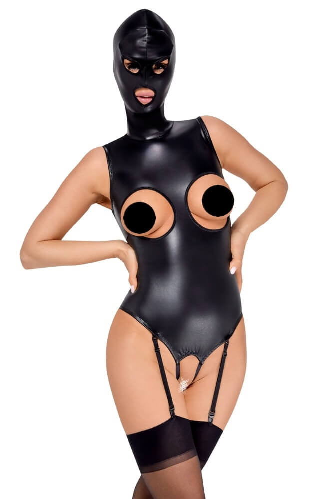 Bad Kitty - otvoreni gornji i donji dio bodi s maskom za glavu