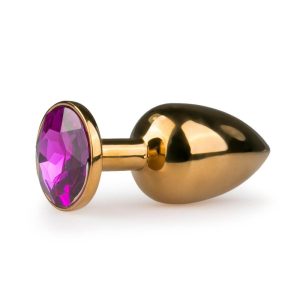 Easytoys Metal No.1 - analni Dildo s ljubičastim kamenim stošcem (2,5 cm)