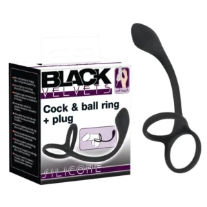 Black Velvet - tanki analni Dildo s penisom i prstenom za testise