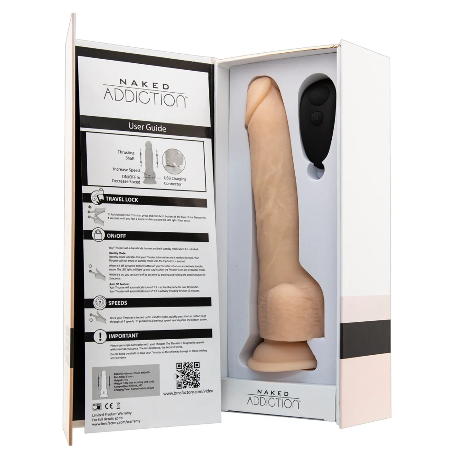 Naked Addiction Thrusting 9 - radio, potisni vibrator (23 cm)