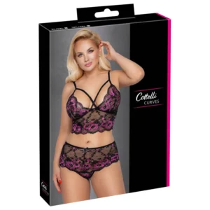 Cottelli Plus Size - cvjetni komplet grudnjaka