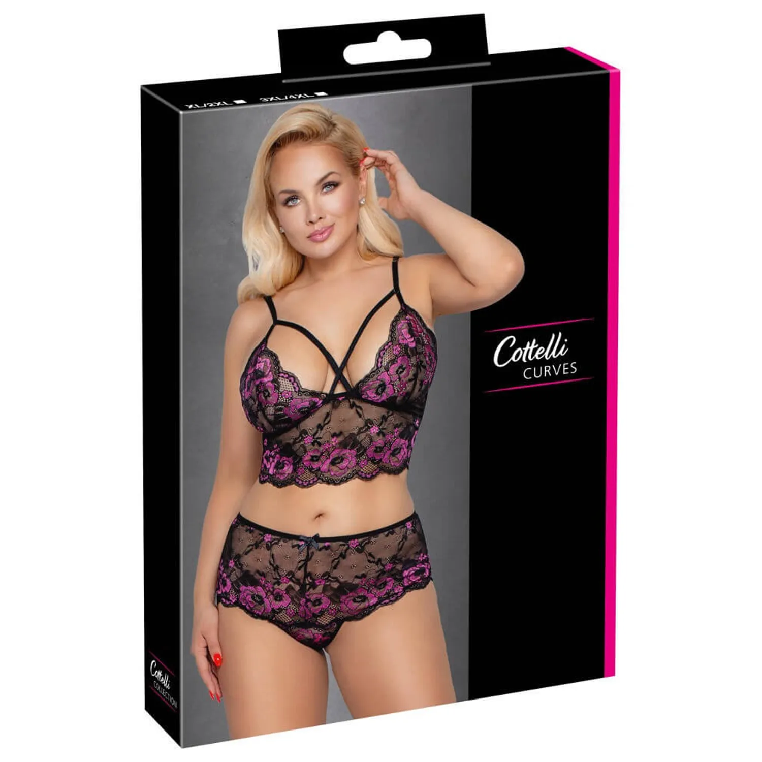 Cottelli Plus Size - cvjetni komplet grudnjaka