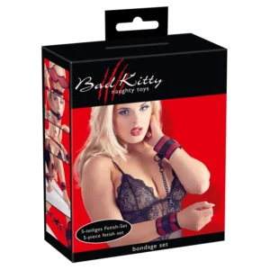 Bad Kitty - set zavoja na čičak - crveno-crni (5 komada)