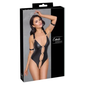 Cottelli Bondage - sjajno, prstenasti, otvoreni bodi